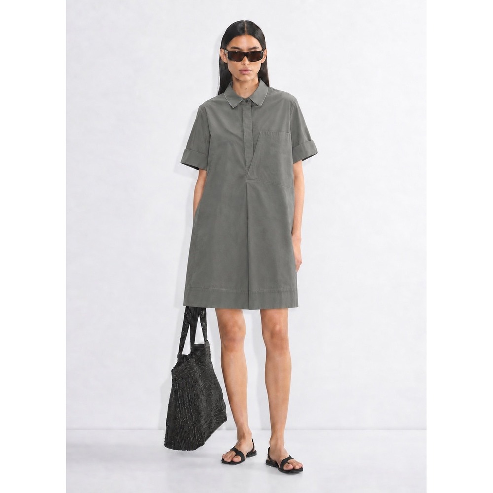 Lafayette 148 XL Gray Utility Midi Shirt Dress NWOT Quiet Luxury. Retail $995